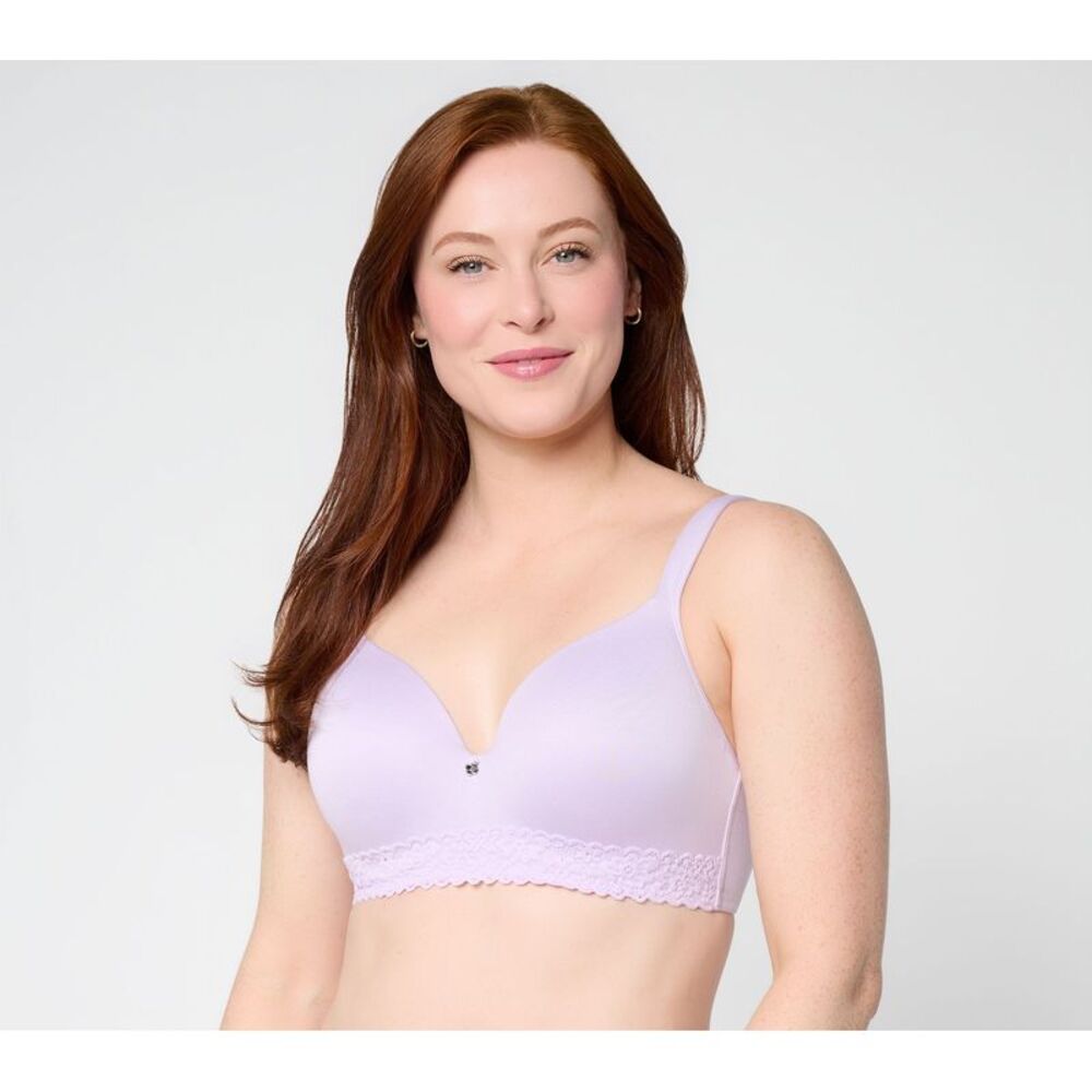 Breezies Women's Bra Sz 36C Lace Touch Underwire T-Shirt Purple